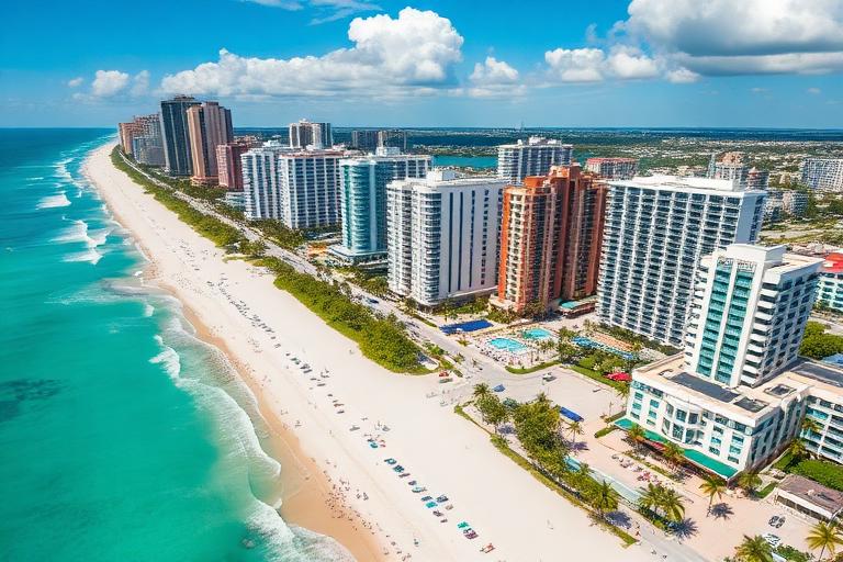Edifícios residenciais com frente para o oceano em Miami Beach