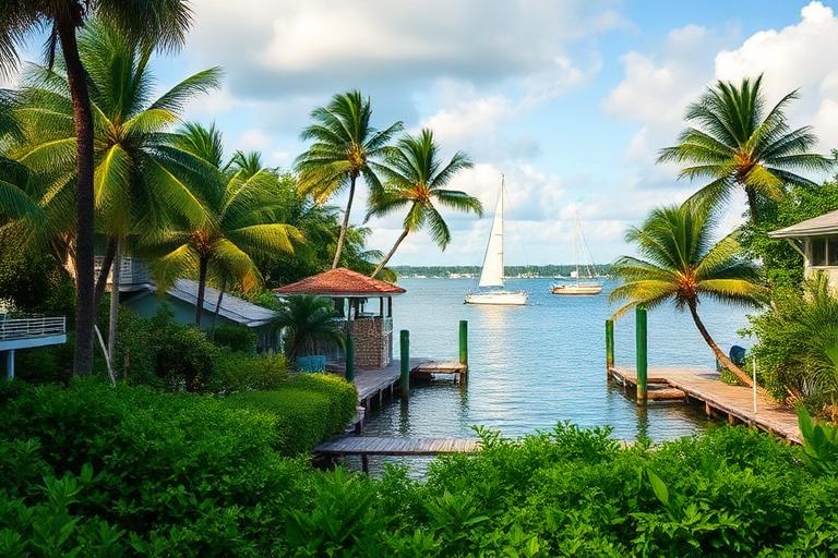 Área residencial voltada para a baía em Coconut Grove, Miami