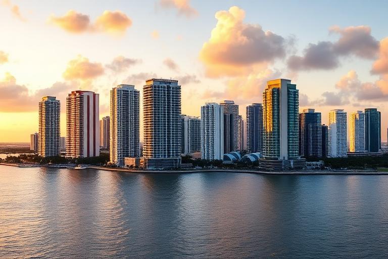 Residential towers on the Miami waterfront skyline