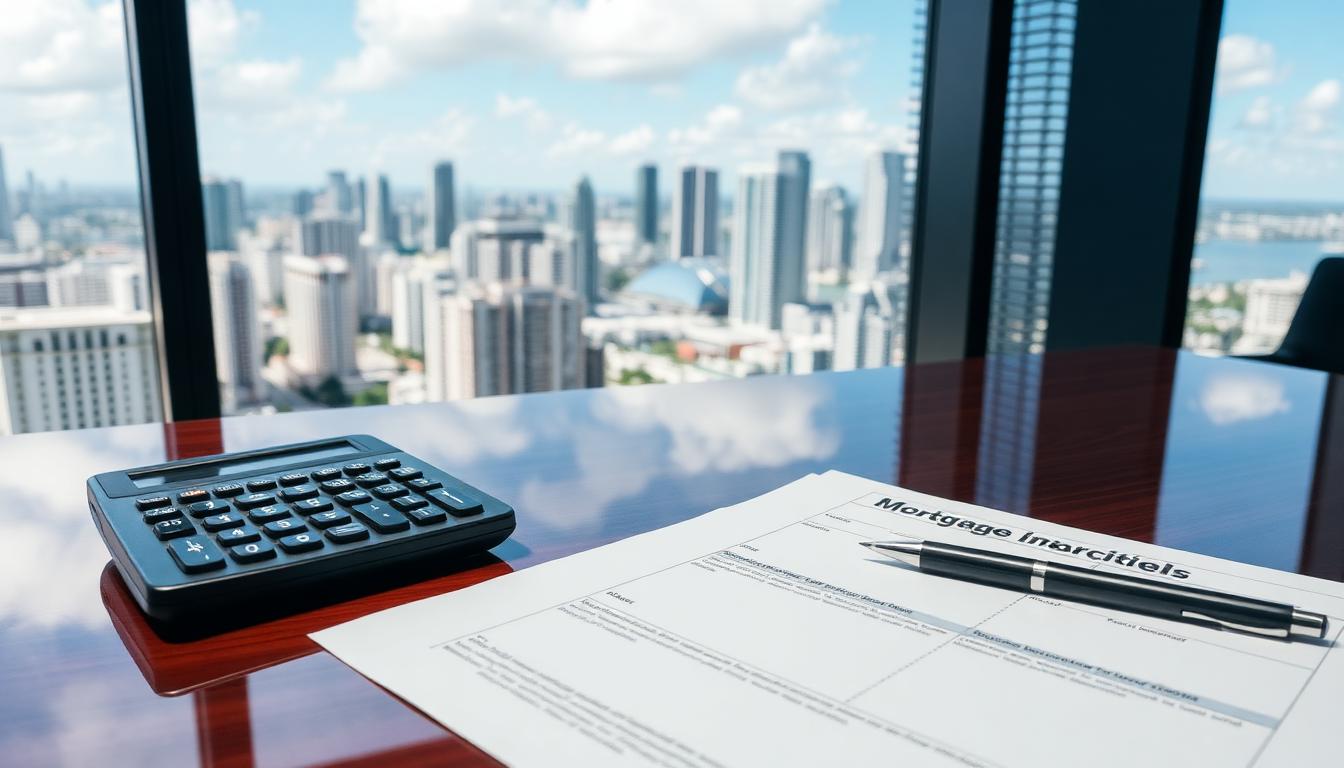 Comprador internacional analisando documentos de financiamento imobiliário em Miami