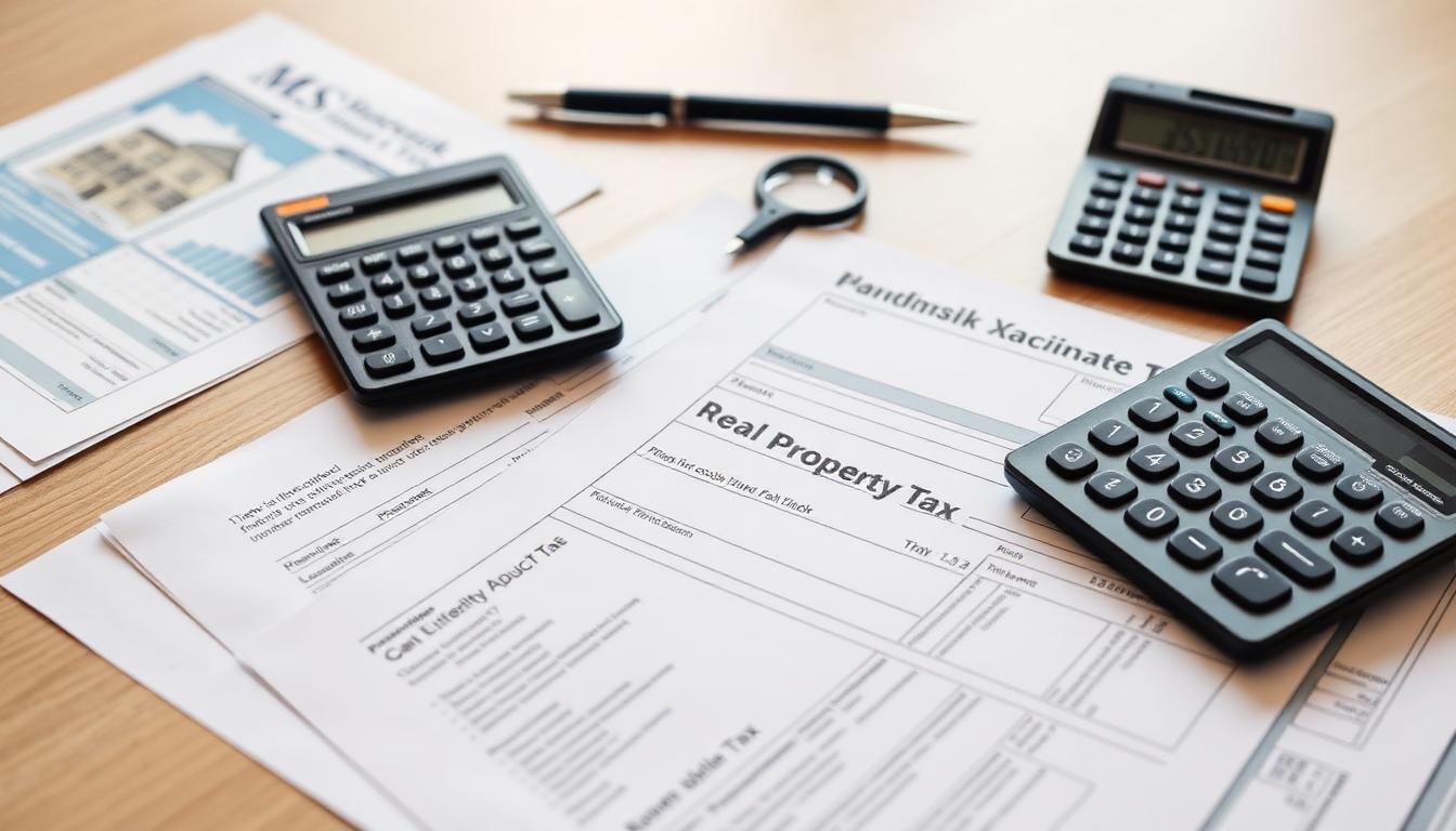 Federal tax forms and closing documents arranged on a desk for a Florida property sale