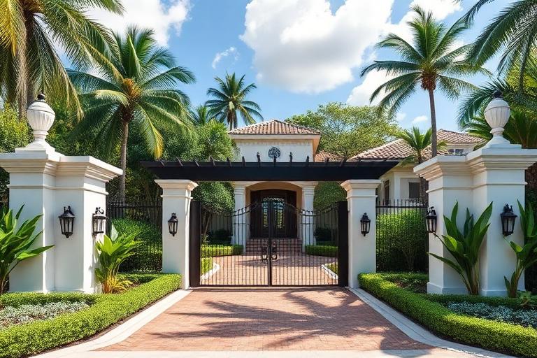 Entrada de una comunidad residencial cerrada en Miami