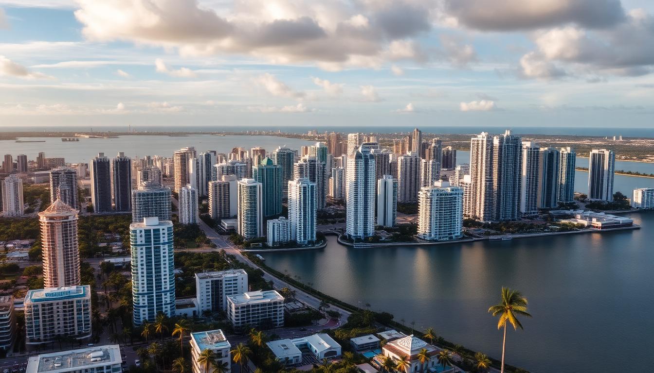 Miami condominium tower interiors with bay views