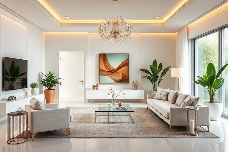 Sala de uma casa em Miami preparada para uma visita imobiliária